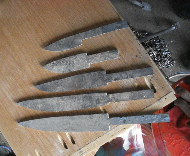Damascus steel blades roughed out