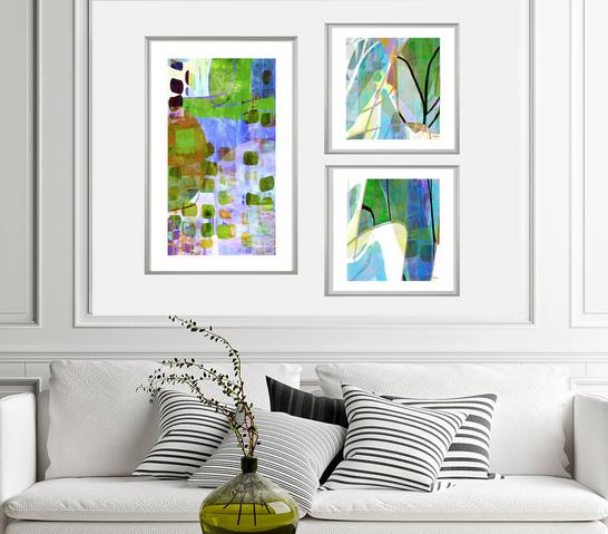 Blue, gray and green abstract art, #abstract art