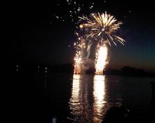 Fireworks over lake