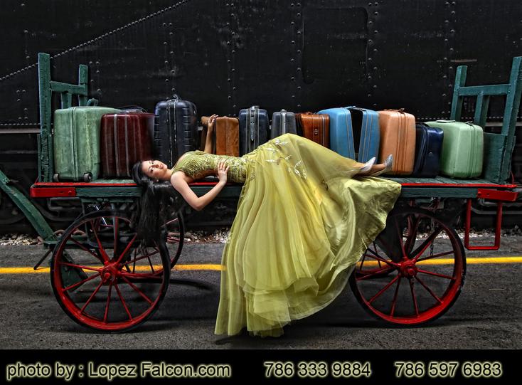Quinceanera at Trains Photo Shoot Miami Quinces Photography Video Dress