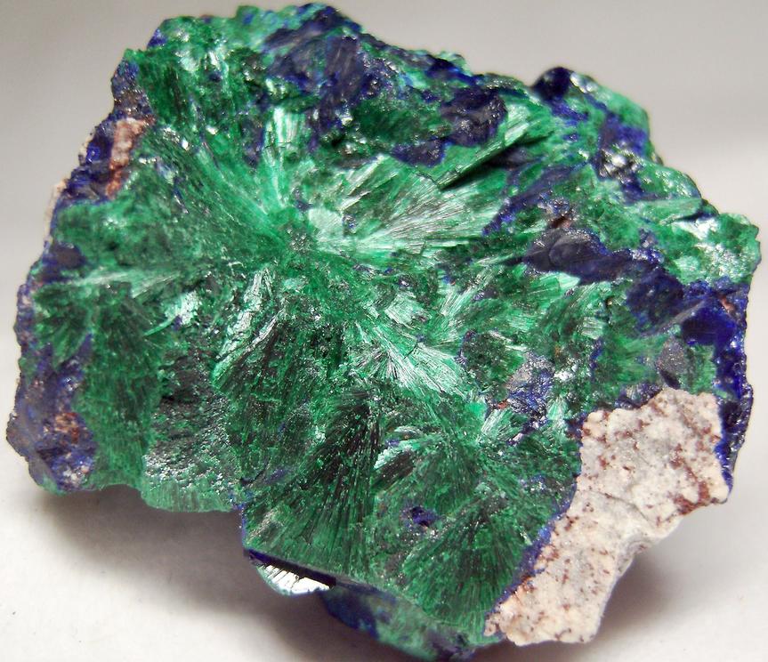 green Malachite, blue Azurite crystals, Milpillas Mine, Cuitaca, Mun. de Santa Cruz, Sonora, Mexico