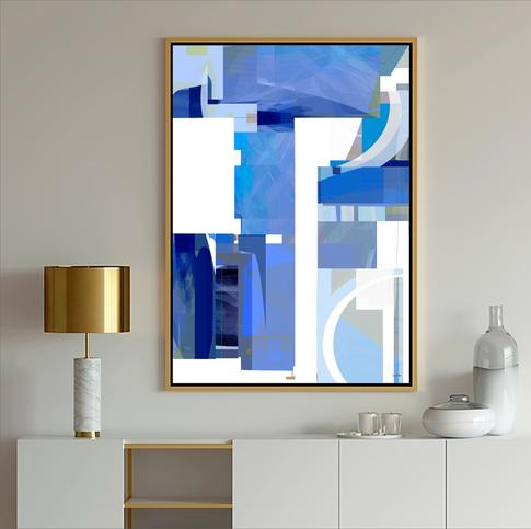 Blue and White Abstract, #Abstract Art, #blue and White, #blue art