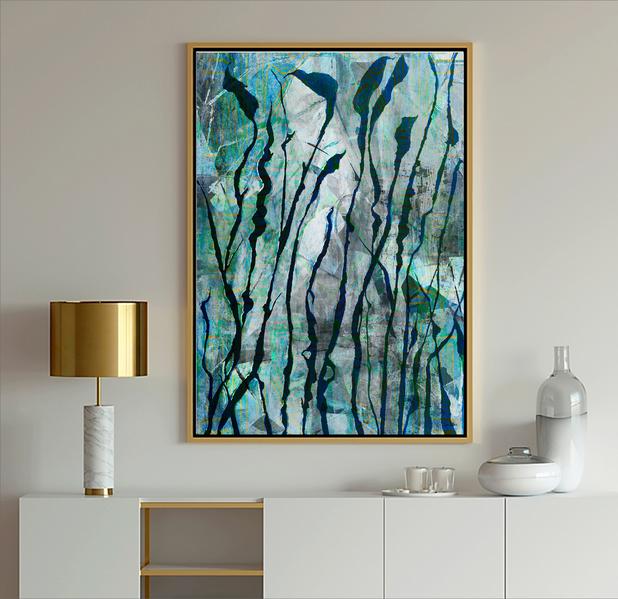 Blue Abstract art showing shapes and lines, Dubois Art