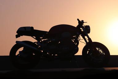 cafe racer motorcycle sunset california