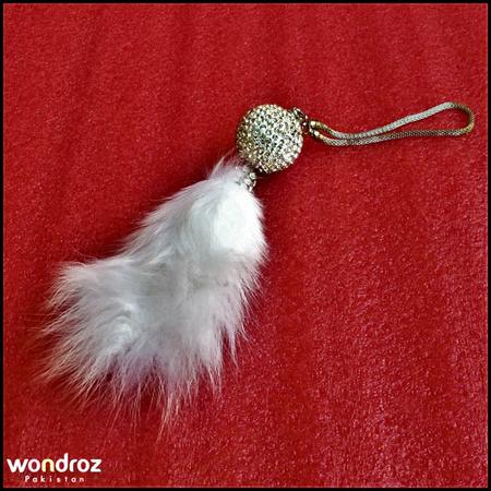Crystal & Fur Hanging It can be used for decoration of ladies purse or it can hanged in rear view mirror of car - High quality hanging in Pakistan