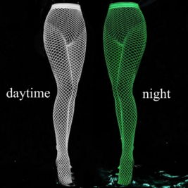 Luminous Fishnet Stockings One-pieces Mesh Leggings Tights High Waist Pantyhose Perspective Glow In The Dark Lingerie