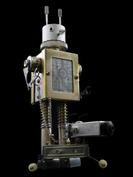 retro robot sculpture art dog