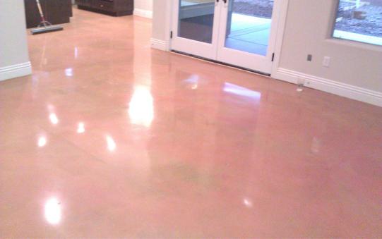 pink polished stained concrete floor