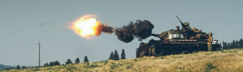 M18 Hellcat tank destroyer, in WW2 firing main gun