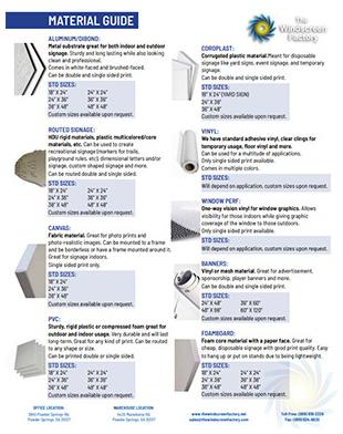 Material Guide One-Sheet Flyer