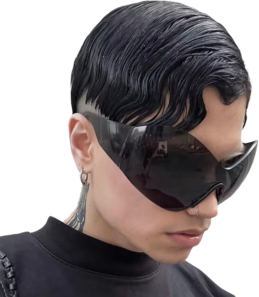 Alien Look Rimless One-piece Sunglasses Futuristic and Super Fashionable