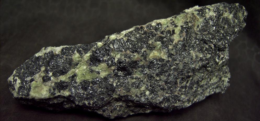 fluorescent WILLEMITE, CALCITE with FRANKLINITE - Franklin Mine, Franklin, Franklin Mining District, Sussex County, New Jersey, USA