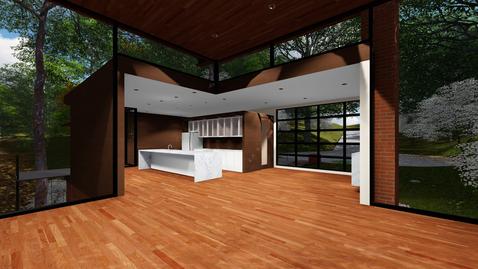 Usonian MidCentury Modern Renovation 3DGreenPlanetArchitects.com great room