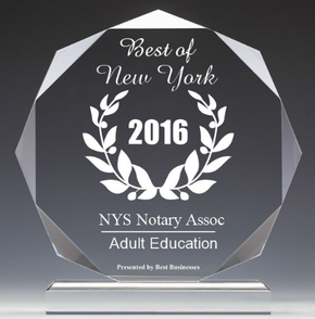 NY Notary Public Class review award 2016