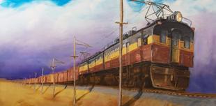 Electric railroad locomotive painting