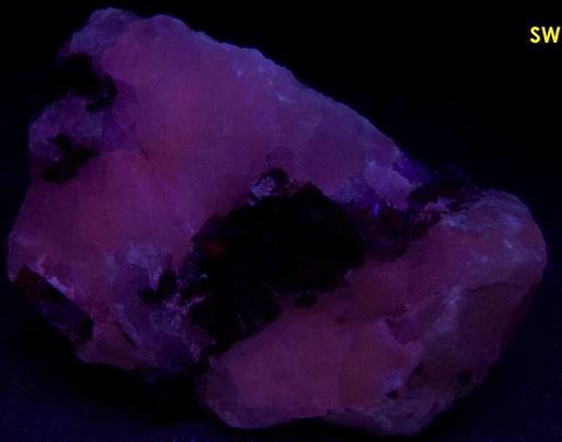 fluorescent CRYOLITE with SIDERITE, Ivigtut Cryolite deposit, Ivittuut (Ivigtut), Arsuk Firth, Arsuk, Sermersooq (Kitaa Province; West Greenland), Greenland, Denmark