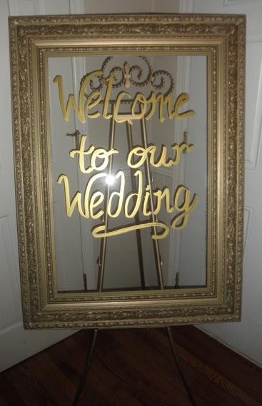 Gold frame acrylic signage for your wedding day.