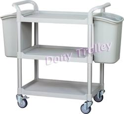 3 shelf food cart manufacturer with waste bin