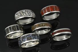 Men's Dinosaur Bone Rings by Hileman Silver Jewelry