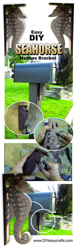 DIY Seahorse Nautical mailbox bracket. Check out all of our Easy DIY nautical crafts. www.DIYeasycrafts.com