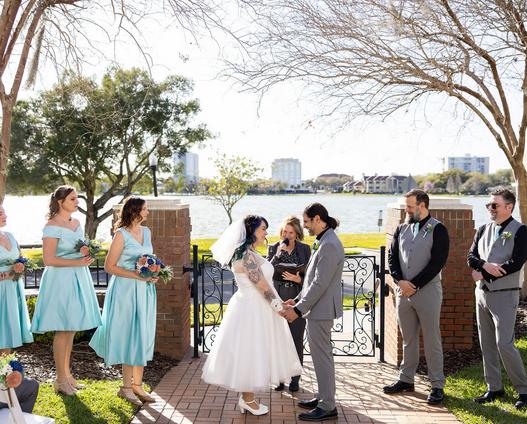 rainy beach wedding. Officiant fun