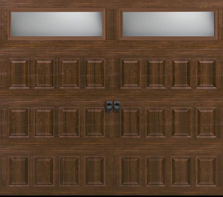 Smoked glass walnut garage door
