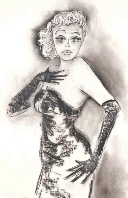 Marilyn Monroe - Charcoal on Paper 90 x 60 cm