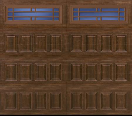 New Garage door raised short panel walnut with windows