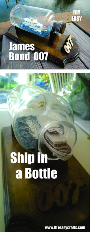 DIY Disco Volante Ship in a Bottle replica from the James Bond 007 movie Thunderball. Learn how easy it is to craft these little ships. www.DIYeasycarfts.com