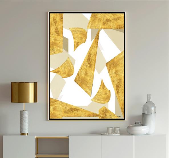 Gold and White Abstract Art - "Mystery"