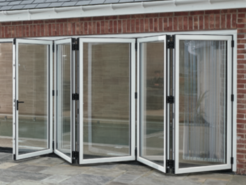 Open aluminium bifold door