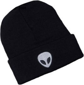 Alien Embroidered Knitted Beanie Hat