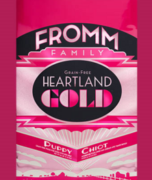 FROMM Heartland Gold Puppy dry dog food, available in 26, 12 and 4 pound bags
