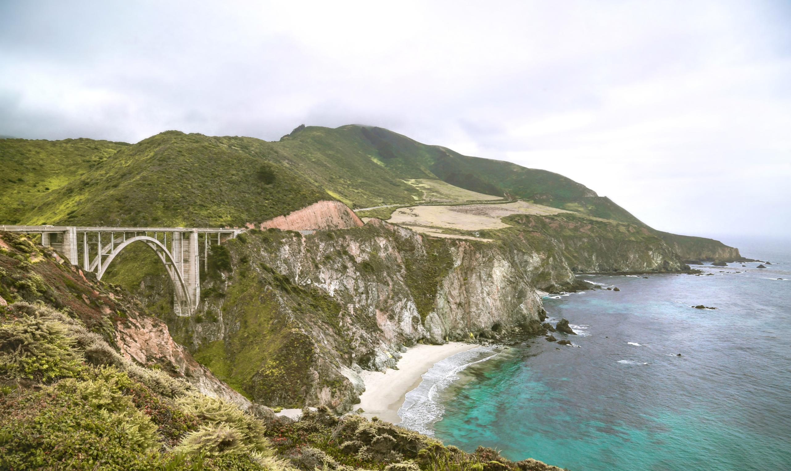 big sur bixby bridge beach ocean coast landscape