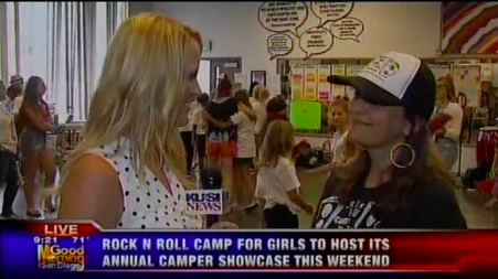 KUSI host interviewing rock camp representative