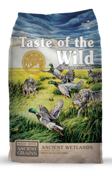 Taste of the Wild Ancient Westlands Kibble Dog Food with quail, duck, turkey, good grains included and grand meals taken out