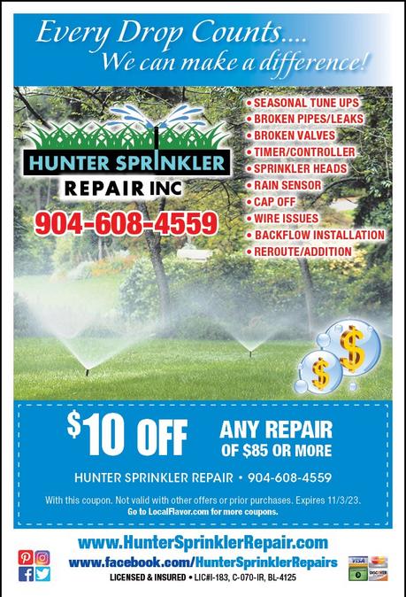 Hunter Lawn Sprinkler System Repair Servicing Clay Duval County