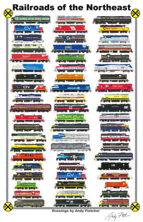 Railroads of Connecticut 11"x17" Railroad Poster by Andy Fletcher signed 