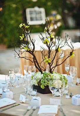 Hanging Crystals for Manzanita Tree Centerpiece, Trumpet Vase