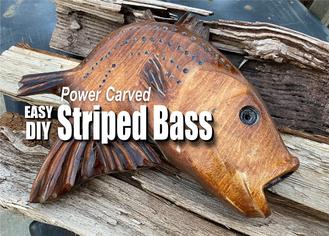 DIY Power Carved Striped Bass Sculpture We used pine boards and a small assortment of power tools to create this fishing themed wall sculpture. These carved fish can be used as free standing or nautical wall decor. Check out the short how-to video to see just how easy this project can be. www.DIYeasycrafts.com