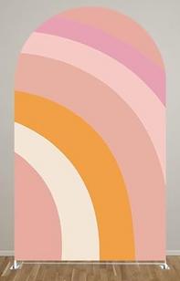 PINK DAISY FABRIC BACKDROP ARCH COVER FOR RENT