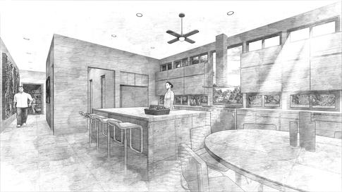 West University Place 3DGreenPlanetArchitects.com sketch kitchen