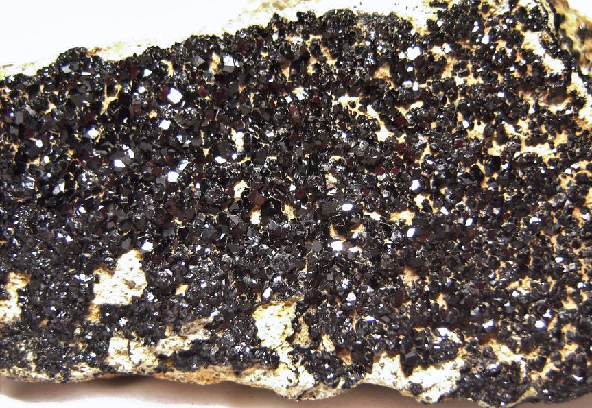 Titanium ANDRADITE MELANITE, California State Gem Mine (Dallas Gem Mine; Benitoite Gem Mine; Benitoite Mine; Gem Mine), Dallas Gem Mine area, San Benito River headwaters area, New Idria District, Diablo Range, San Benito County, California, USA, ex Rutgers Geology Museum