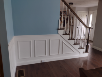 White wainscoting with blue walls in Foxboro.