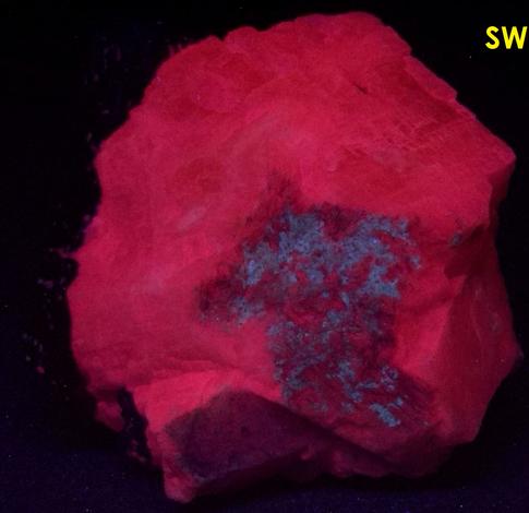 FLUORO-RICHTERITE, fluorescent CALCITE - Wilberforce area, Haliburton County, Ontario, Canada - ex Eugene Carmichael