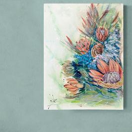 A bouquet of Australian native flowers. Abstract impressionism style. Lots of movement