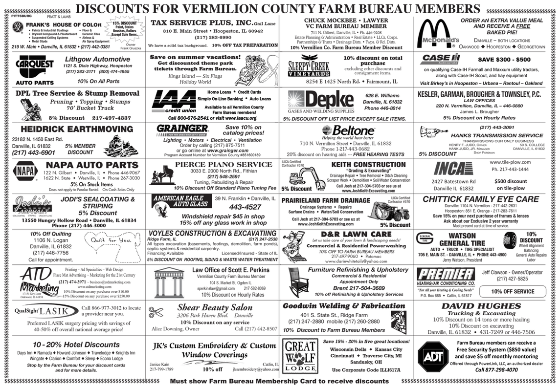 Vermilion County Farm Bureau Membership Benefits