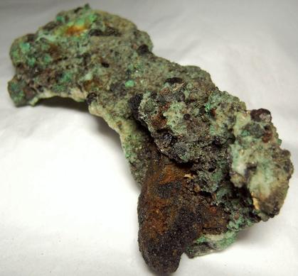 MALACHITE, CALCITE, MAGNETITE - copper mine point, Virgin Gorda, Virgin Islands - ex Morris Museum