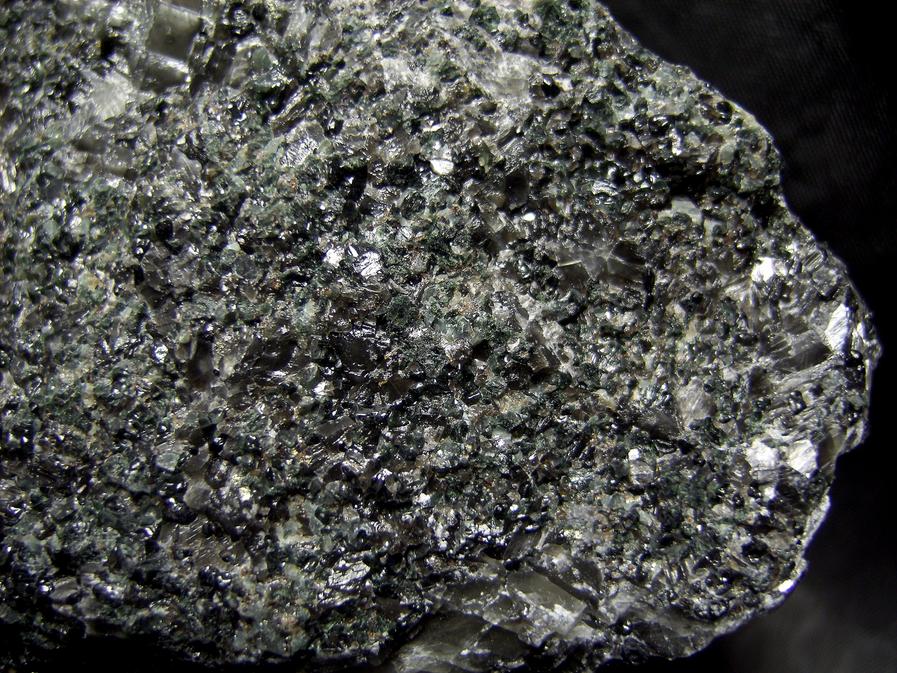 fluorescent WOLLASTONITE, GARNET, PYRITE, DIOPSIDE, black CALCITE - Sterling Mine, Sterling Hill, Ogdensburg, Franklin Mining District, Sussex County, New Jersey, USA