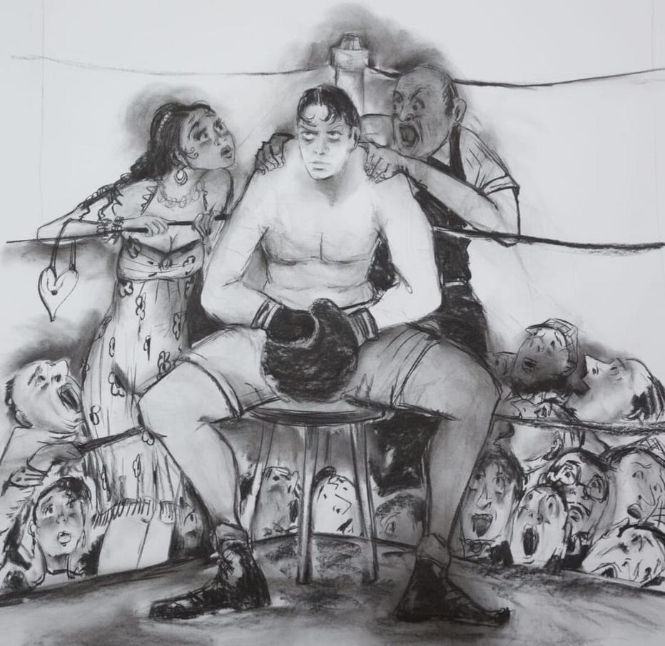 Max Baer 'The Cinderella Man' - Charcoal on Paper 130 x 130 cm